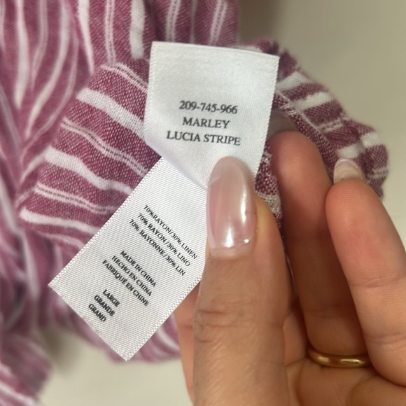 Rails Marley Lucia Stripe Tie Front Button collared Top size L - Picture 6 of 7